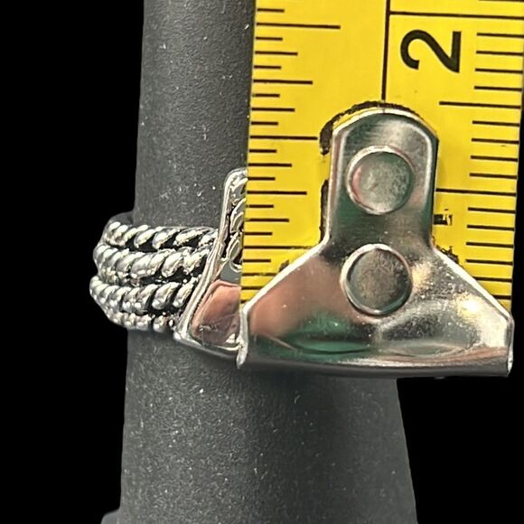 Rope Ring Woman’s Size 6 Multi-Row Silver Tone Base Metal Oxidized Fashion - Picture 5 of 5
